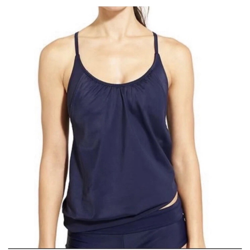 ATHLETA Blousy Tankini Swimsuit Top‎ Blouson Blue 32D/DD
